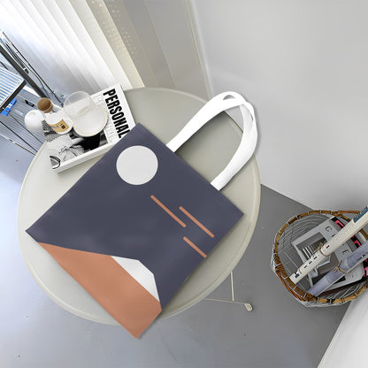 Tote bag with geometric design on a round table