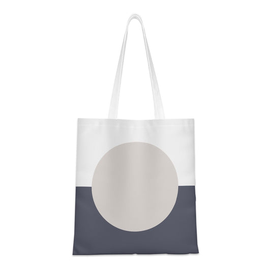 Tote bag with a large circle design on a white background