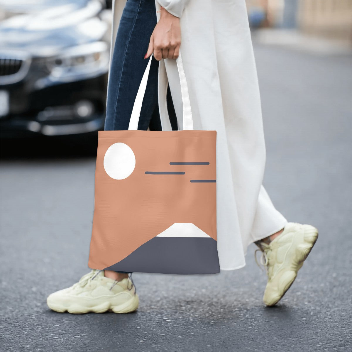 Asa no Fuji Tote Bag – Minimalist Morning & Mountain Canvas | Konseputo Art