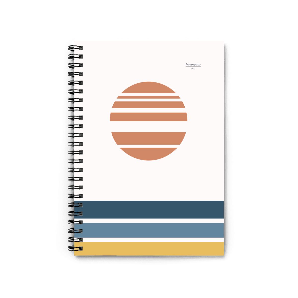 Notebook with a spiral binding and a colorful design on the cover