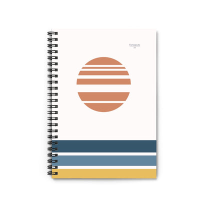 Notebook with a spiral binding and a colorful design on the cover